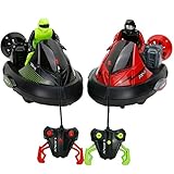 SZJJX RC Battle Bumper Cars, Set of 2 Stunt Remote Control VS Vehicles 27MHz/40MHz , Speed Electric Trucks with Ejectable Drivers Red/Green