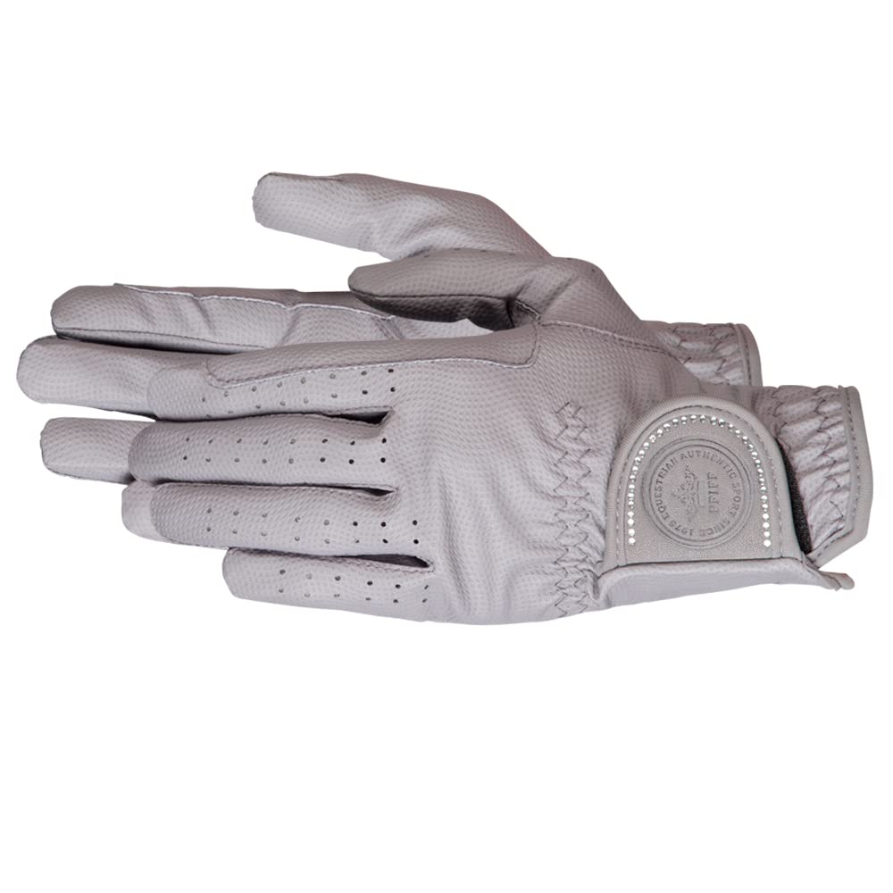 PFIFF Brilliant 102598 Riding Gloves with Rhinestones Grey XL