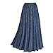 Women's Embroidered Broom Long Peasant Skirt - Enzyme Wash