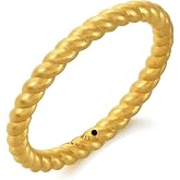 CHOW SANG SANG 999 24K Solid Gold Stackable Cubic Twisted Rope Ring for Women 92309R