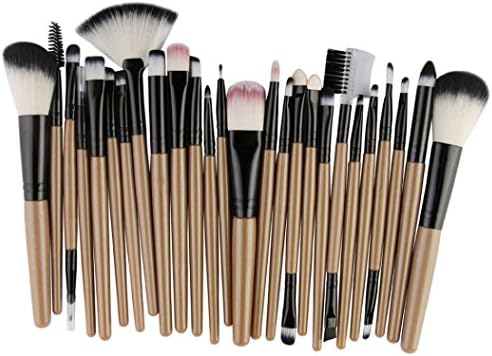 Makeup Brush Set Wakeu 25 Pieces Professional Face Eye Shadow Eyeliner Foundation Blush Lip Makeup Brushes Powder Liquid Cream Cosmetics Blending Brush Tool (Yellow)