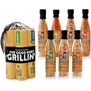 Thoughtfully – The Good Hurt Grillin BBQ Rubs Geschenkset – mit 7 würzigen Trockenmarinaden in cooler Dynamitstangen…