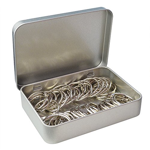 cnomg 50 pcs Book Rings, Nickel Plated Metal Paper Book Loose Leaf Binder Ring Keychain Key Ring