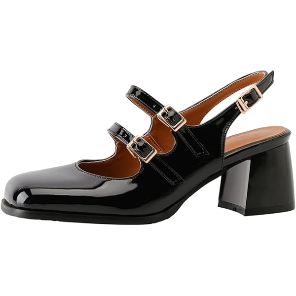 Amazon.com: DINTAHA Goth Mary Jane Shoes Square Toe Slingback