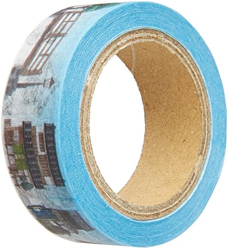 RoundTop Designer's Washi Masking Tape 15mm x 10m, Yano Design Series Natural, Japanese Old Town (YD-MK-070)