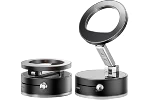 KIIMILES Vacuum Magnetic Suction Phone Mount, Upgrated Retractable Foldable Strong Magnetic Phone Holder for All Smartphones Mini Vacuum Suction Cup Car Phone Stand for Cars Gyms Mirrors Smooth Surface (A7)