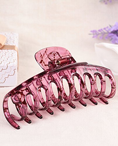 Prettyou 4.3" Large Plastic Resin Hair Claw Clip for Women, 2 Count. (SET2)