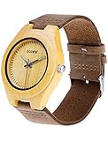 Eco Wood Watch - Unisex Lightweight Wrist Wooden Watch, Handmade Watch with Stylish Appearance, Cowhide Leather Strap