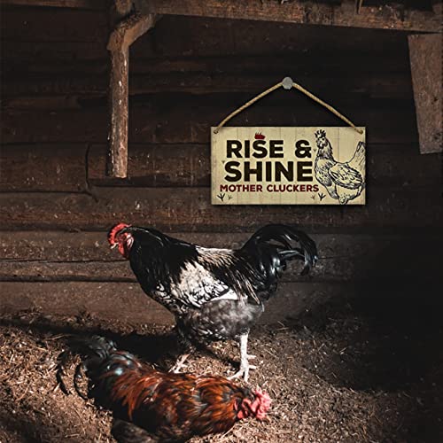 MAIYUAN Rise and Shine Mother Cluckers Sign Home Decor Chicken Coop Wood Sign Plaque 12\