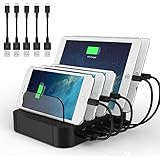 FlePow 5-Port Detachable Universal USB Charging Station Dock with Innovative Removable Baffles Organizer for Smart Phones &amp; Tablets, Black
