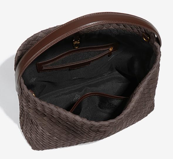 Woven Suede Shoulder Bag for Women Suede Hobo Bag Tote Elegant Handbag Satchel for Work Travel