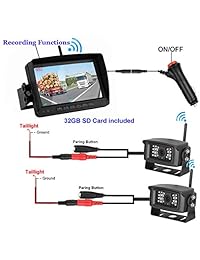 Sistema de observación de alta velocidad inalámbrico de doble cámara y monitor de copia de seguridad digital RV   Camión   Remolques    5ta rueda Grabadora de pantalla dividida de 7 "Conducción   uso inverso IP69K Visión nocturna a prueba de agua