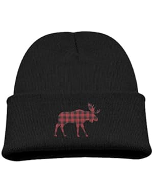 Unisex Toddler Adjustable Beanie Hat Slouchy Baseball Cap For Buffalo Plaid Moose