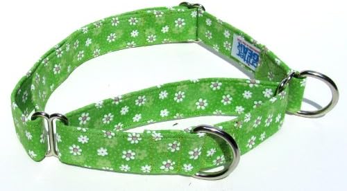 Martingale Collar in Lime Green Daisies (Handm ade in the U.S.A.)