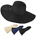 DAFUNNA Women’s Ridge Wide Floppy Brim Sun Hat Beachwear Striped Straw Hat Foldable and Packable (Black)