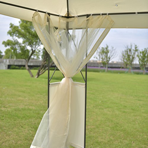 2-Tier 10'x10' Gazebo Canopy Tent Shelter Awning Steel Patio Garden Beige Cover