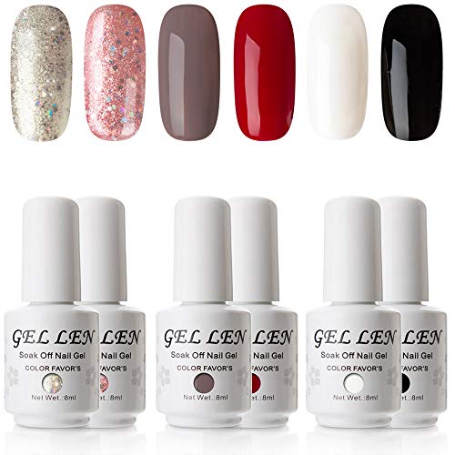 image for Gellen Gel Nail Polish Set - 6 Colors Collection Soak Off Nail Art Hom