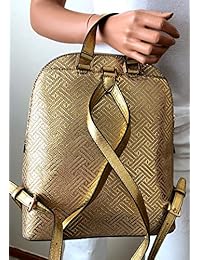 Michael Kors Adele - Mochila de piel grande, color dorado