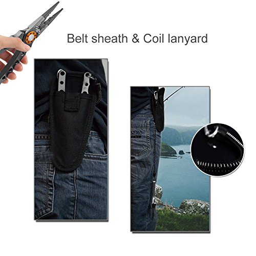 Fishing Pliers with Sheath and Lanyard for Removing Hook, Cutting Line and Pulling Strip, Aircraft Grade Aluminum Material, Rustproof Portable and Durable Design - Thumbnail 4
