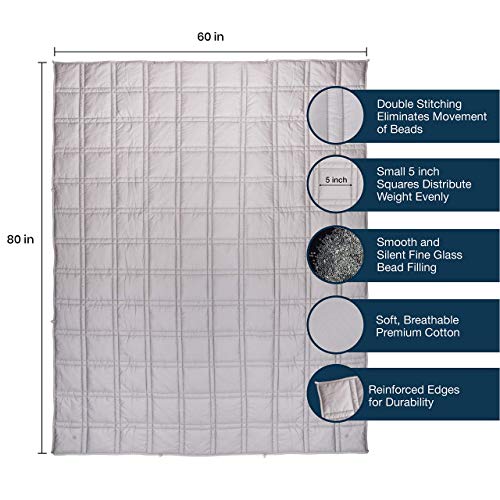 CoziRest Cooling Weighted Blanket | 15 lbs | 60x80 Queen Size | Cool Bamboo & Cozy Minky Dual-Sided Cover Included | Heavy Blanket for Adults from 140-190 lbs - Thumbnail 5
