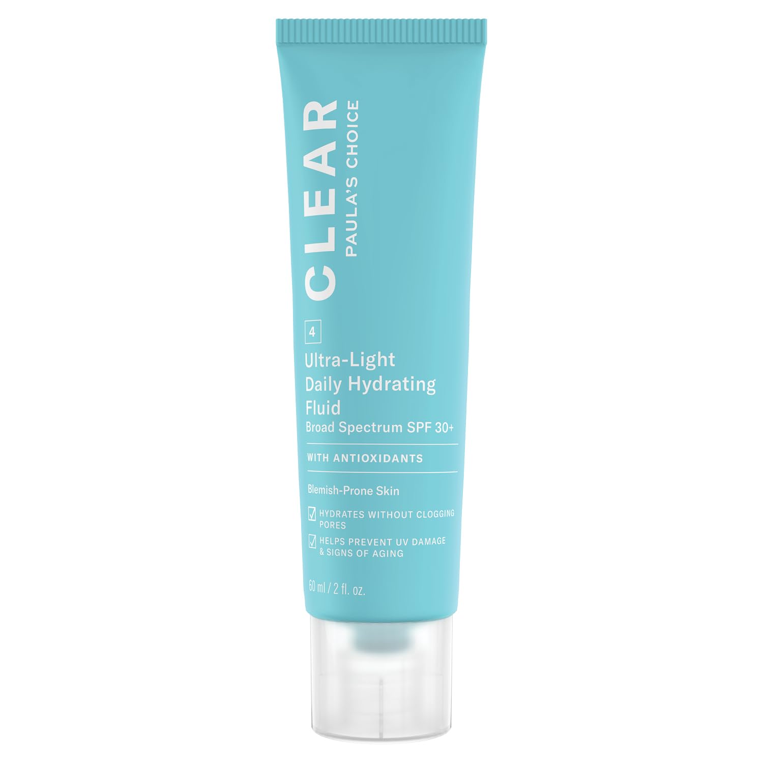 Paula's Choice CLEAR Light Hydrating Fluid SPF 30 - Non Greasy Mattifying Face Moisturiser - Reduces Blackheads & Pores - with Vitamin E - Sunscreen for Oily Skin and Acne Skin - 60 ml