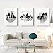 Wall Art for living room Canvas Prints Artwork bathroom Wall Decor Black and white Abstract Mountain geometric and animal Watercolor painting 3 Pieces Framed bedroom wall decorations Office Home Decor