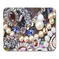 HZMJPAD Silver Jewels As Jewelery Necklace Earrings Bracelet Pearls Gemstones 8.6 X 7.1 Mouse pad Mouse Mat