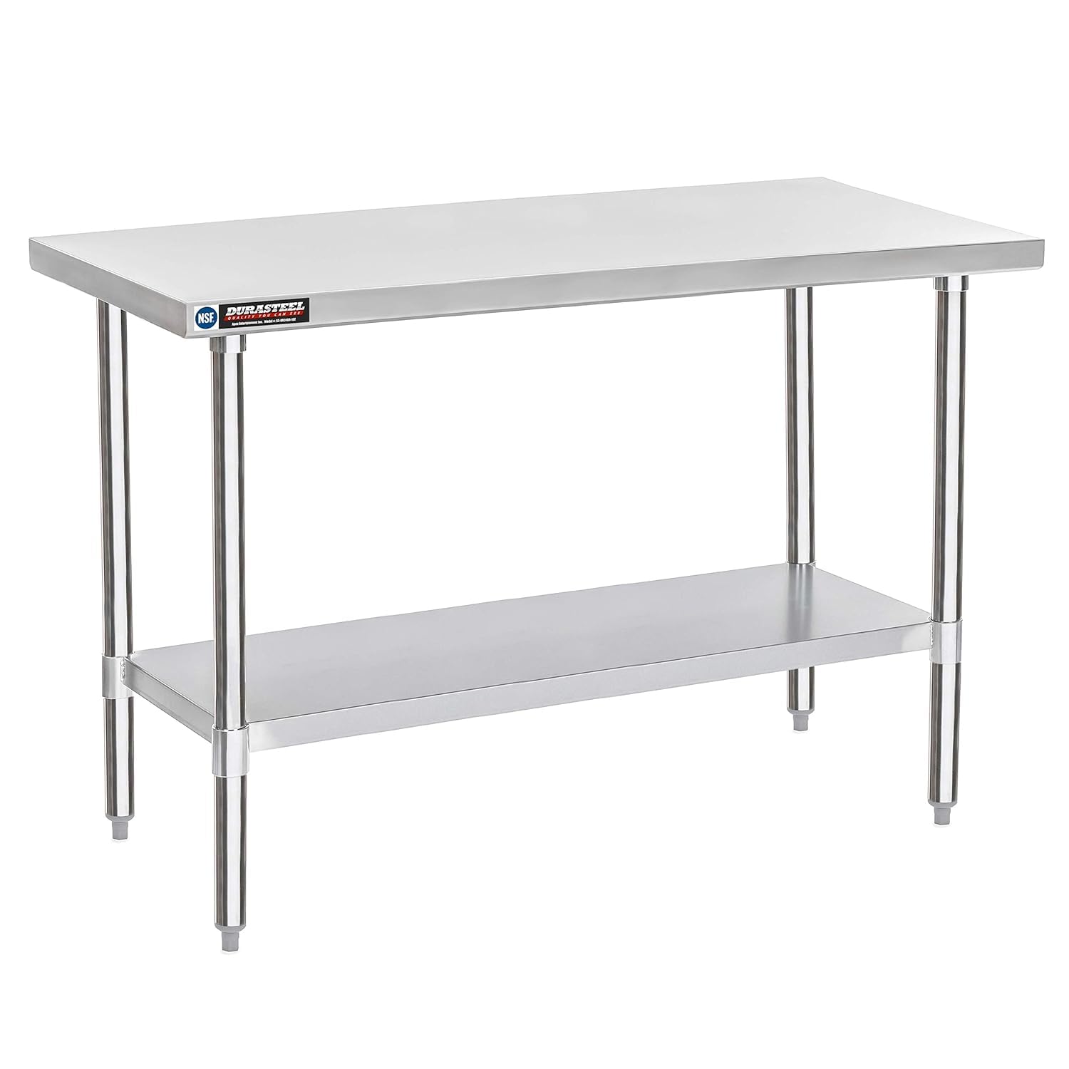 DuraSteel 24x60 Stainless Steel Work Table - NSF Commercial Prep Metal Table - Outdoor Pizza Oven Stand w/Under Shelf - Kitchen Island Laundry Utility Garage Microwave Stand Large Rolling Storage Cart Image