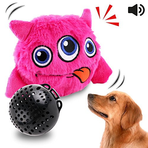 Dog Toys Interactive Plush Squeak Giggle Ball Automatic Shake Crazy Bouncer Toys for Puppy Motorized Exercise Electronic Toy Entertainment for Pets Pink
