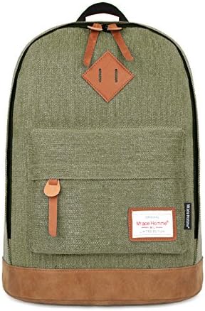 KissAir(TM) Casual Retro Vintage Durable Canvas College Laptop Rucksack Solid School Backpack (Green)