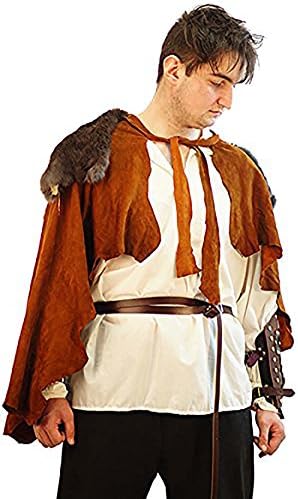Medieval-Re-enactment-Larp-Viking-Cosplay-SCA WARRIOR LEATHER CLOAK CAPE - One Size