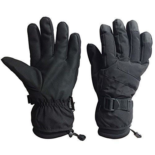Black Men Waterproof Thinsulate Winter Cold Weather Ski Snowboard Gloves (S)