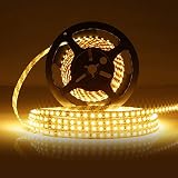 LEDMO LED Strip Light Non-Waterproof SMD2835 600LEDs 3000K 16.4Ft DC12V 15LM/LED 3 Times Brightness Than SMD 3528 LED Light Strip LED Ribbon for Kicthen Bedroom and Sitting Room Warm White
