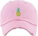 KBSV-024 PNK Pineapple Vintage Distressed Dad Hat Baseball Cap Polo Style Adjustable