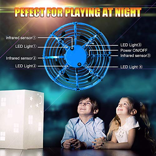 Hand Drones, Hand Operated Drones, econoLED Boy Toys Kids Hand Controlled Flying Ball Drone,Hands Free Mini Flying Ball Helicopter with 2 Speed & 5 LED Lights for Boys, Girls, Kids Gift (Blue) - Thumbnail 2