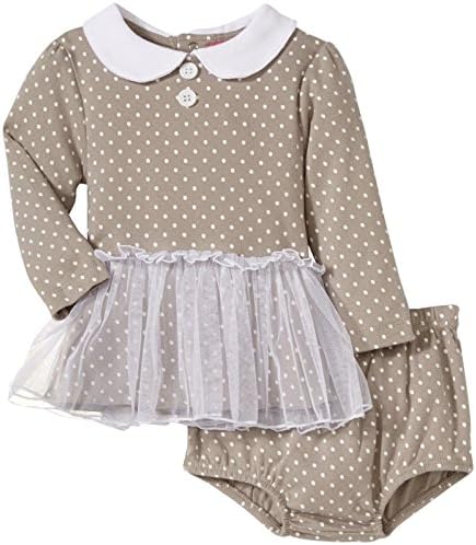 Isaac Mizrahi Baby-Girls Subtle Polka Dot Skirted Dress with Diaper Cover, Multi, 0-3 Months
