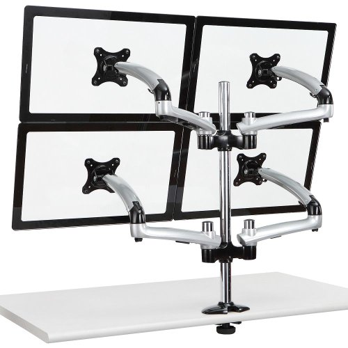 Cotytech Four Monitor Desk Mount Spring Arm Grommet Base - Silver
