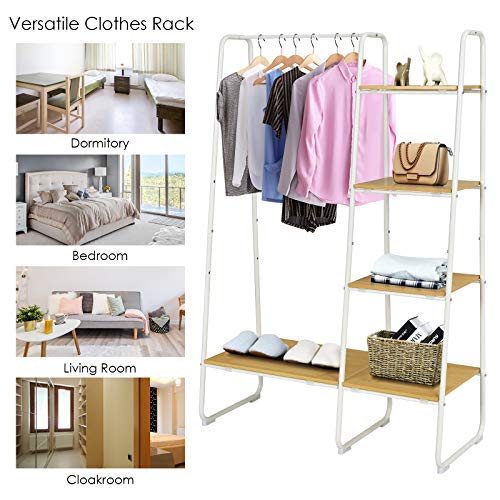 Tangkula Garment Rack with Shelves, Clothes Rack with 5 Shelves
