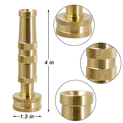 Triumpeek Solid Brass Hose Nozzle, 2 Pack 4" Heavy Duty Brass Garden