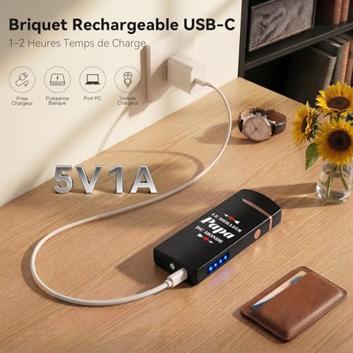 Father's Day Gift, Coquimbo Rechargeable Electric Double Arc Lighter with USB Cable, Long Lasting Windproof Lighter for Candle, Barbecue, Birthday/Christmas Gift Dad