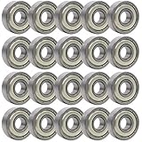 Rollerex 20-Pack, 608Z ABEC-5 Wheel Bearings (for Any Products Using Roller Skate Wheels) (Chrome Steel)