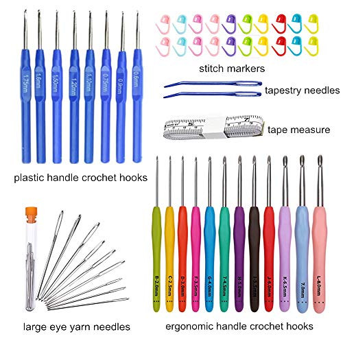 All-in-One Crochet Hooks Set with Value Storage Bag, 12 Extreme Long Ergonomic Crochet Hooks & 8 Lace Crochet Hooks with Crochet Accessories, Perfect Gift