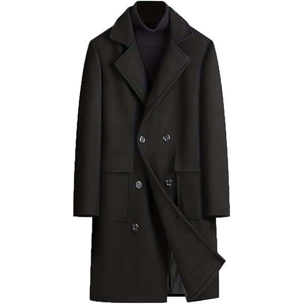 ジャケット・アウター eaphi mulch way collar long trench coat INVACHI Men's Wool Blend Long Trench Coat Notched Collar