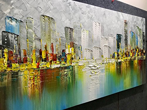 Metuu Modern Canvas Paintings, Texture Palette Knife Landscape Paintings Modern Home Decor Wall Art Painting Original Hand Painted Landscape Wood Inside Framed Ready to hang 24x48inch