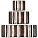 mDesign Soft Microfiber Polyester Spa Rugs for Bathroom Vanity, Tub/Shower - Water Absorbent, Machine Washable - Plush Non-Slip Rectangular Accent Rug Mat - Striped Design, Set of 3 Sizes - Brown