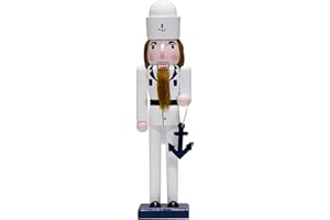 WVIOUOPU Christmas Navy Sailor Nutcracker Decorations - 15 Inch Handmade Wooden Figures with Sailor Anchor Sailor Hat for Mantle Shelf Tabletop Home Christmas Holiday Ornaments Gifts
