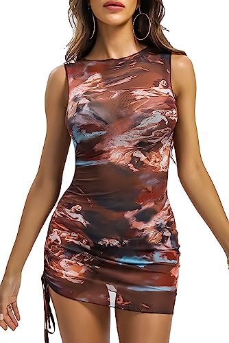 crew neck see through floral printed skater dresses Skater Dresses AX Paris US