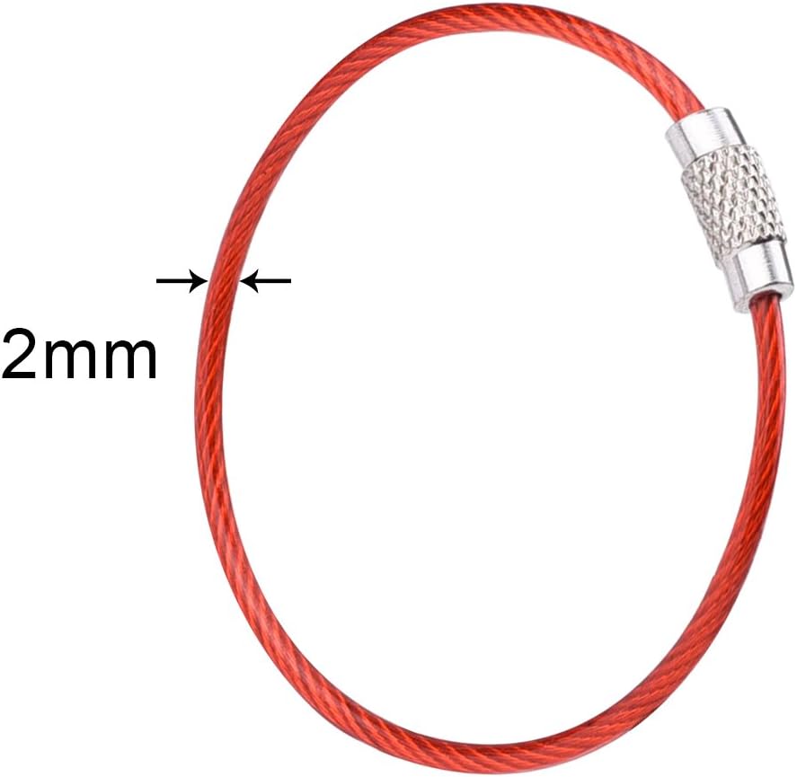 2 mm Colored Steel Wire Keychain Cable Key Ring, 14 Pieces BigaMart