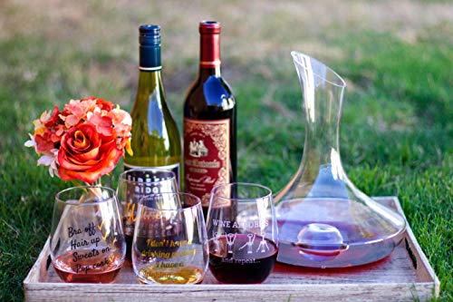 Wine Decanter - Hand Blown, Lead-Free Crystal Glass Carafe. Designed for Superior Decanting. Reds, Port, Sangria. Perfect for Wedding and Housewarming Gifts - Thumbnail 5