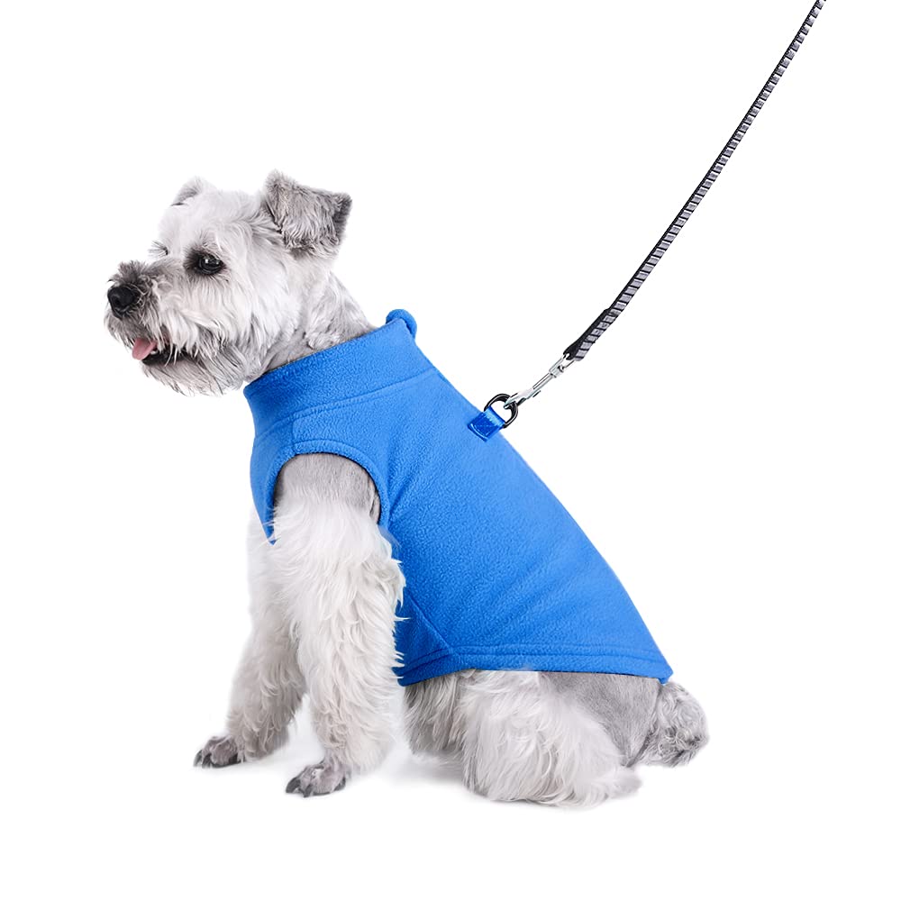 MeiAOBest Small Dogs Jumpers Soft Fleece Vest Dog Sweatshirt, Puppy Kittens Zipper Winter Clothes Warm Jacket Coat Apparel Pet Pajamas T-shirt for Sphynx Cat Chihuahua (S, Blue)